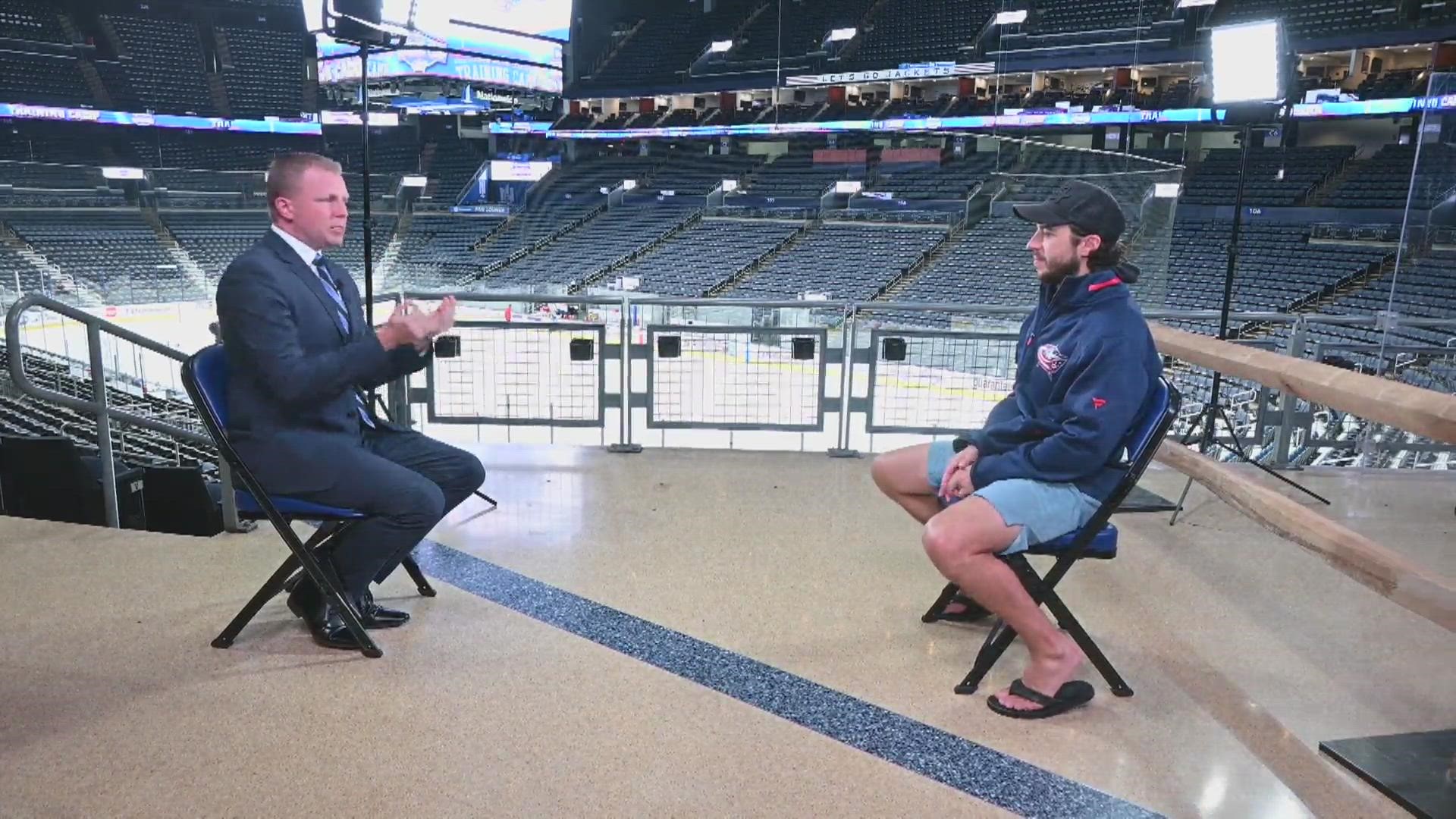 Before the Blue Jackets open the season, 10TV'S Dave Holmes had a chance to talk to the biggest free agent signing in franchise history: Johnny Gaudreau.