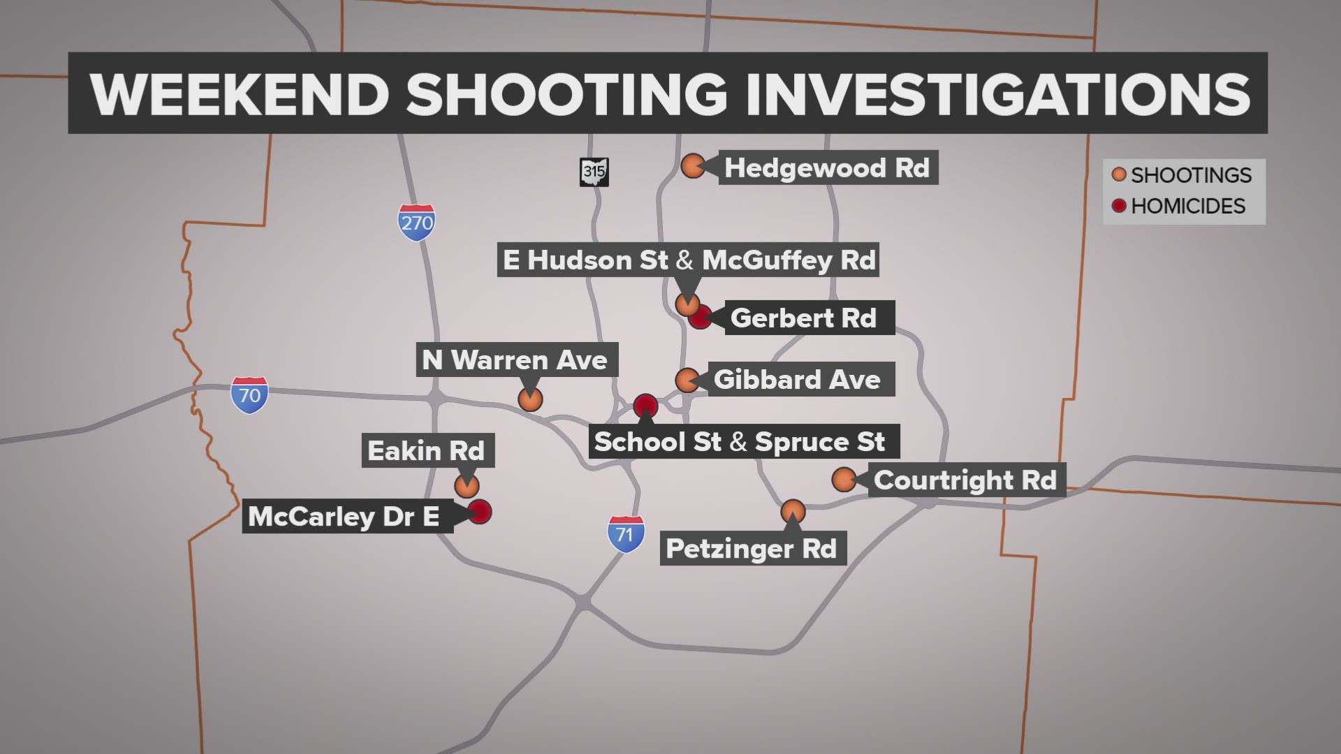 Three people were killed in a string of shootings that happened over the weekend.