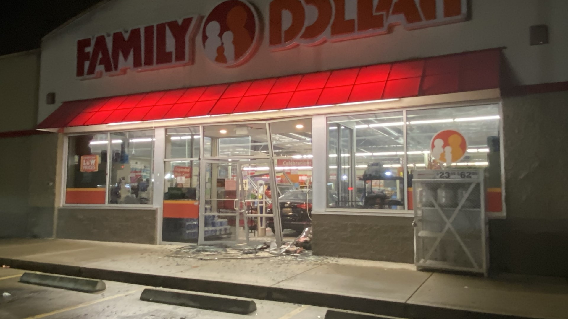 A suspected stolen vehicle crashed into a store on the city’s east side early Monday morning.