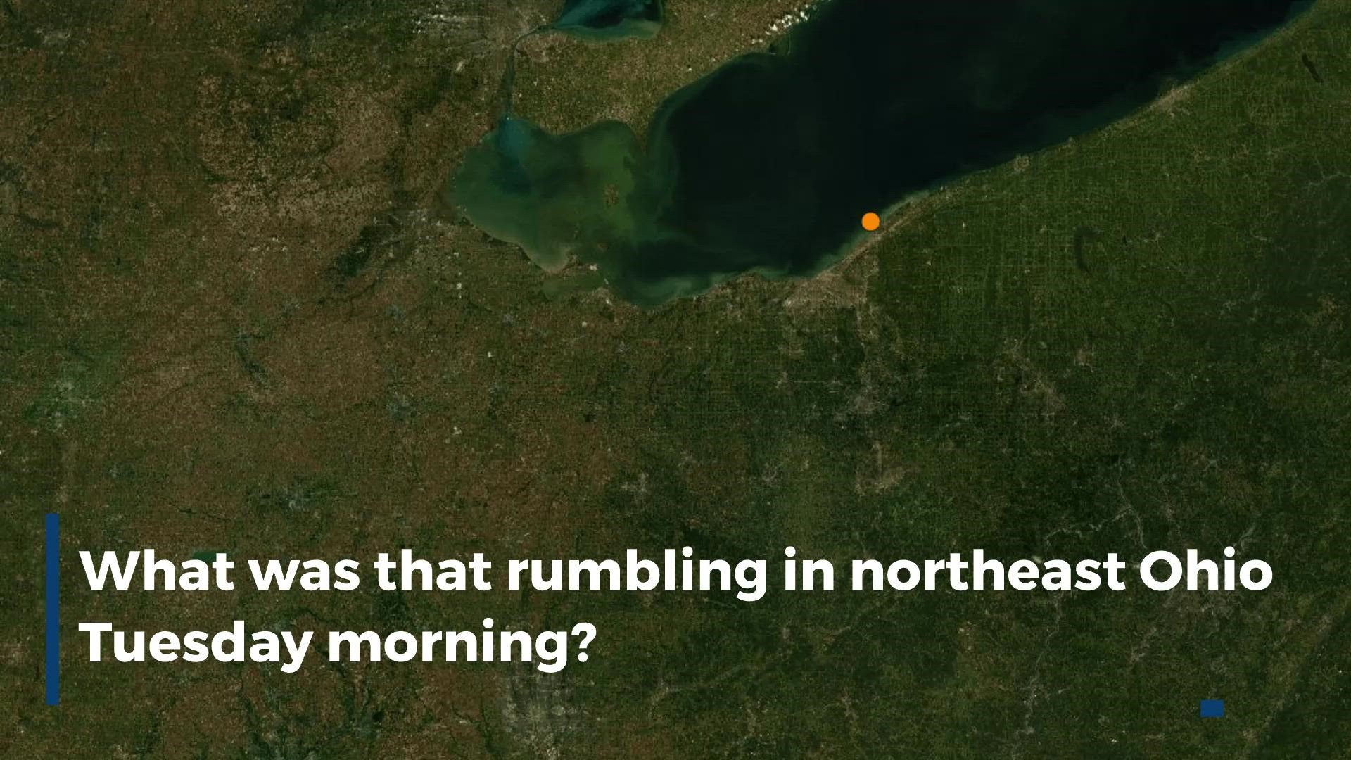 The earthquake was reported roughly 3 kilometers northwest of Timberlake, near the edge of Lake Erie.