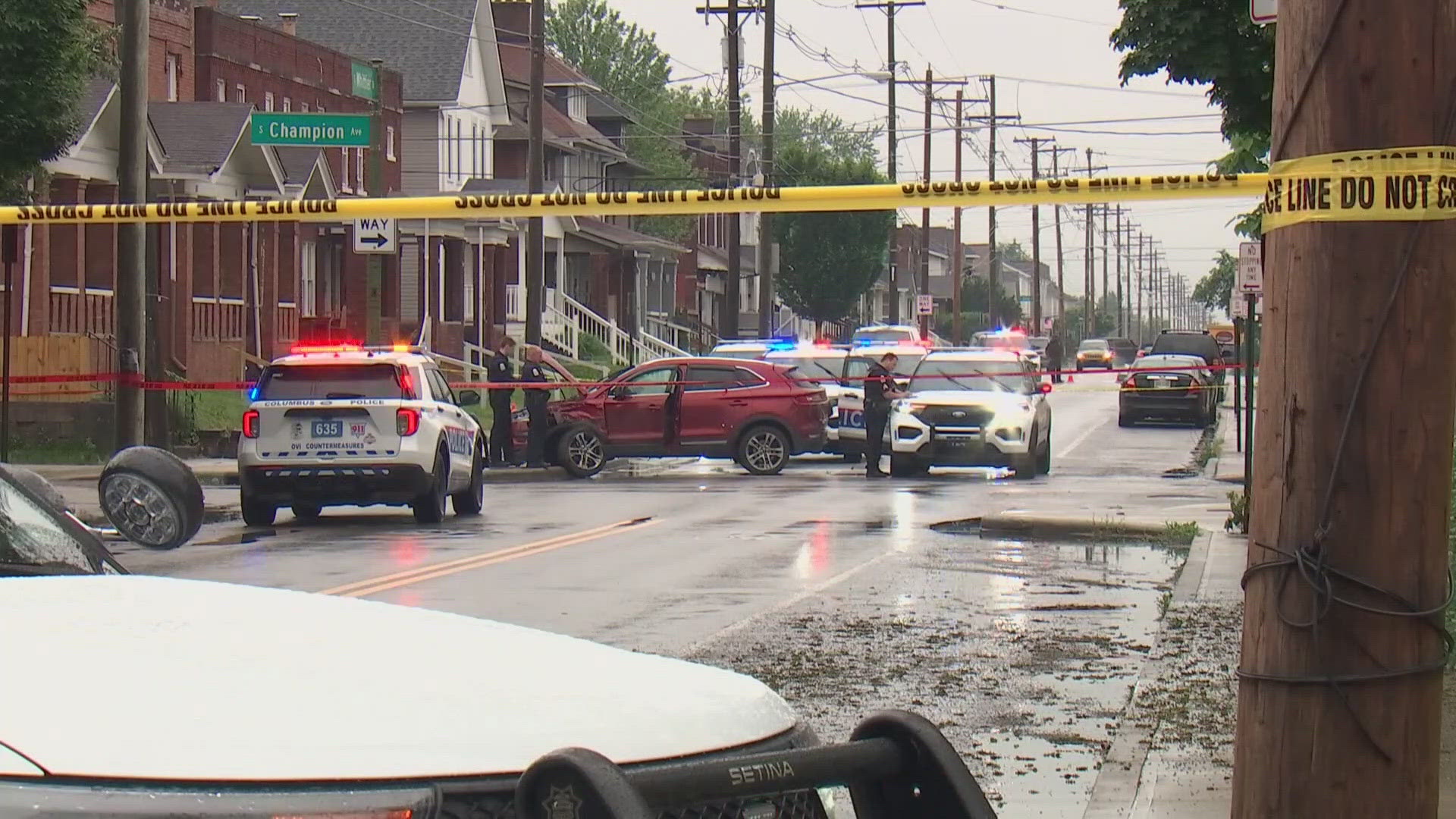 Two officers with the Columbus Division of Police were injured in a crash involving a wrong-way driver on the city's southeast side Wednesday morning.