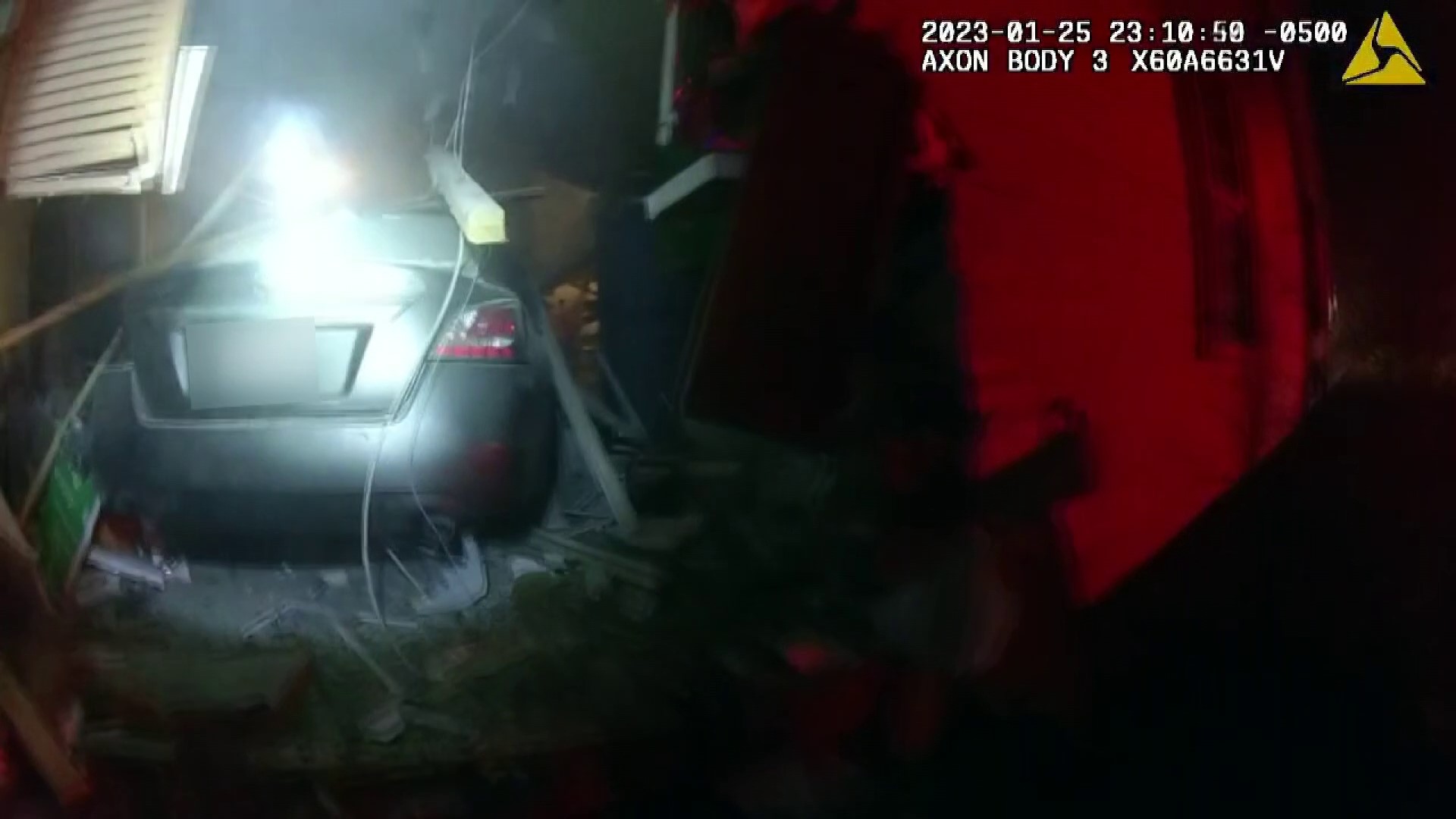 The video shows a deputy rescuing a woman who crashed into a garage in Pickaway County on Wednesday.