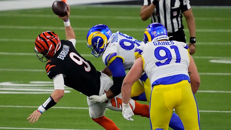 Footage shows Aaron Donald hitting players with two helmets in Rams vs  Bengals brawl