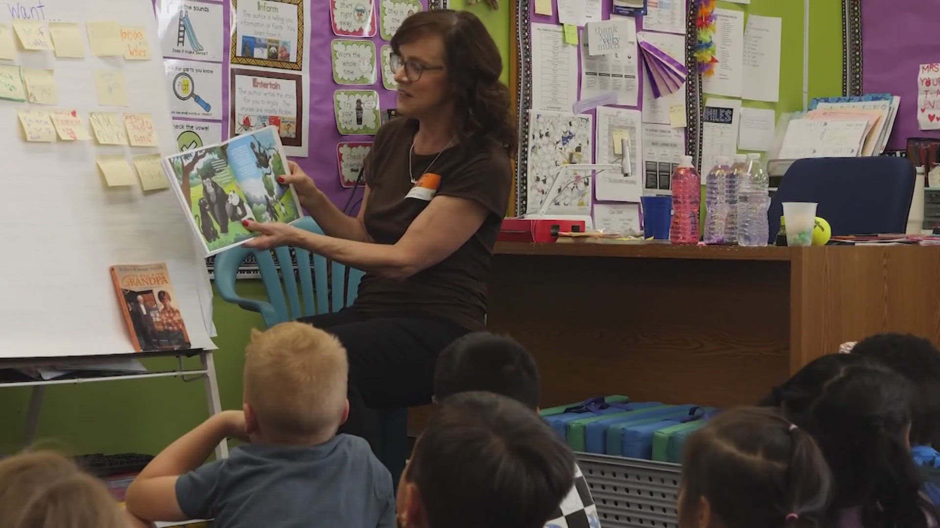 First-grade teacher Jen Hedrick said that she's seeing an increase in mental health challenges among children and that Studer's books are an important tool.