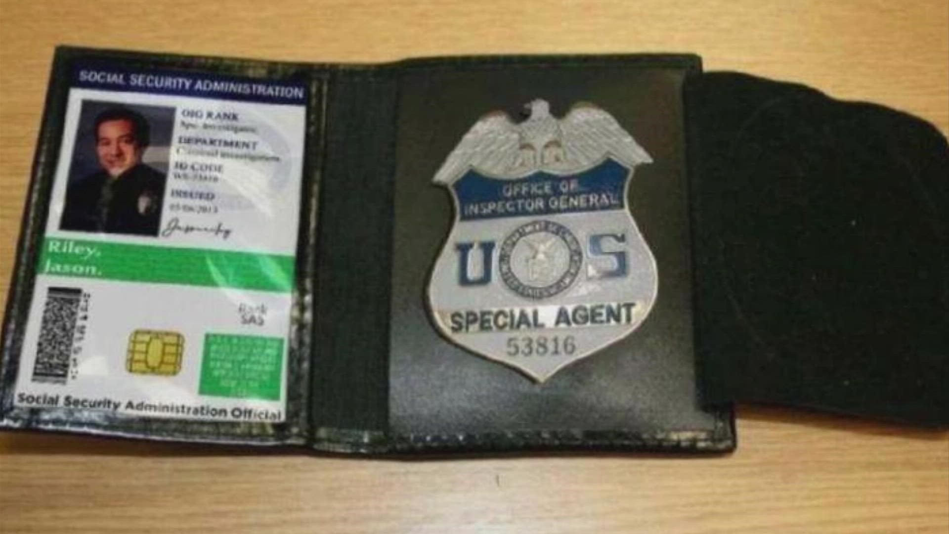 A version of the scam involves a badge that mimics one from the Office of Inspector General.