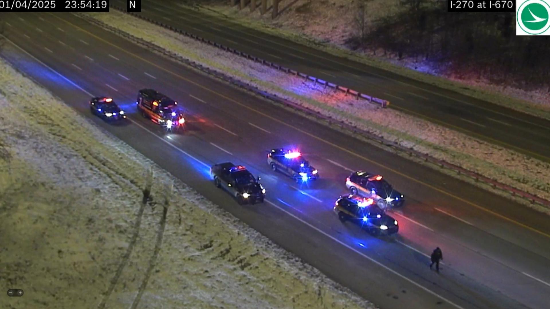 A Toyota RAV-4 crashed as it was heading southbound on Interstate 270 approaching the Johnstown Road overpass.