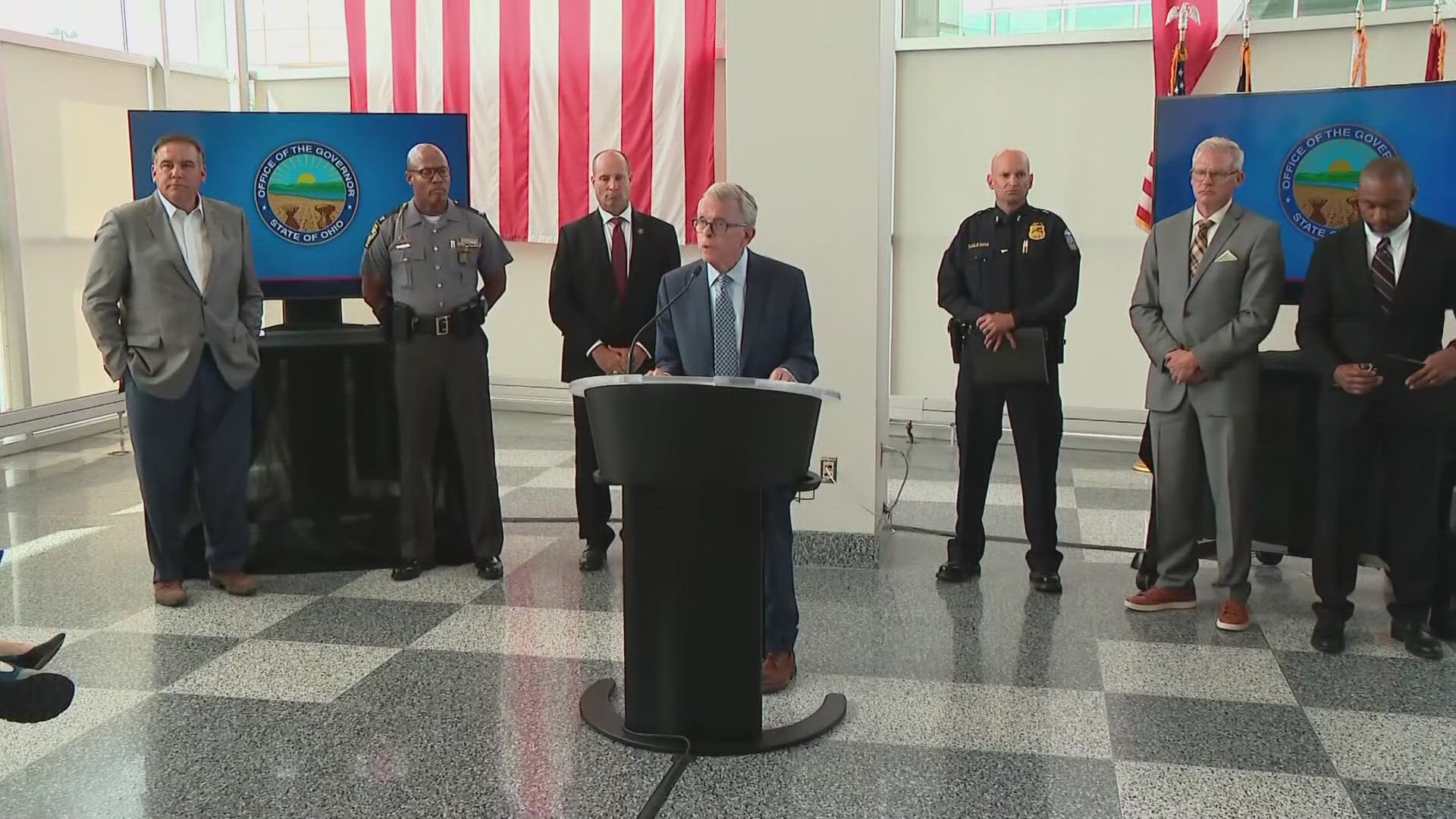 Gov. Mike DeWine and Columbus Mayor Andrew Ginther announced a new initiative aimed at preventing gun violence in central Ohio during a press conference Tuesday.