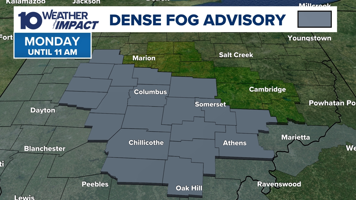 Dense fog possible for Monday morning commute in central Ohio
