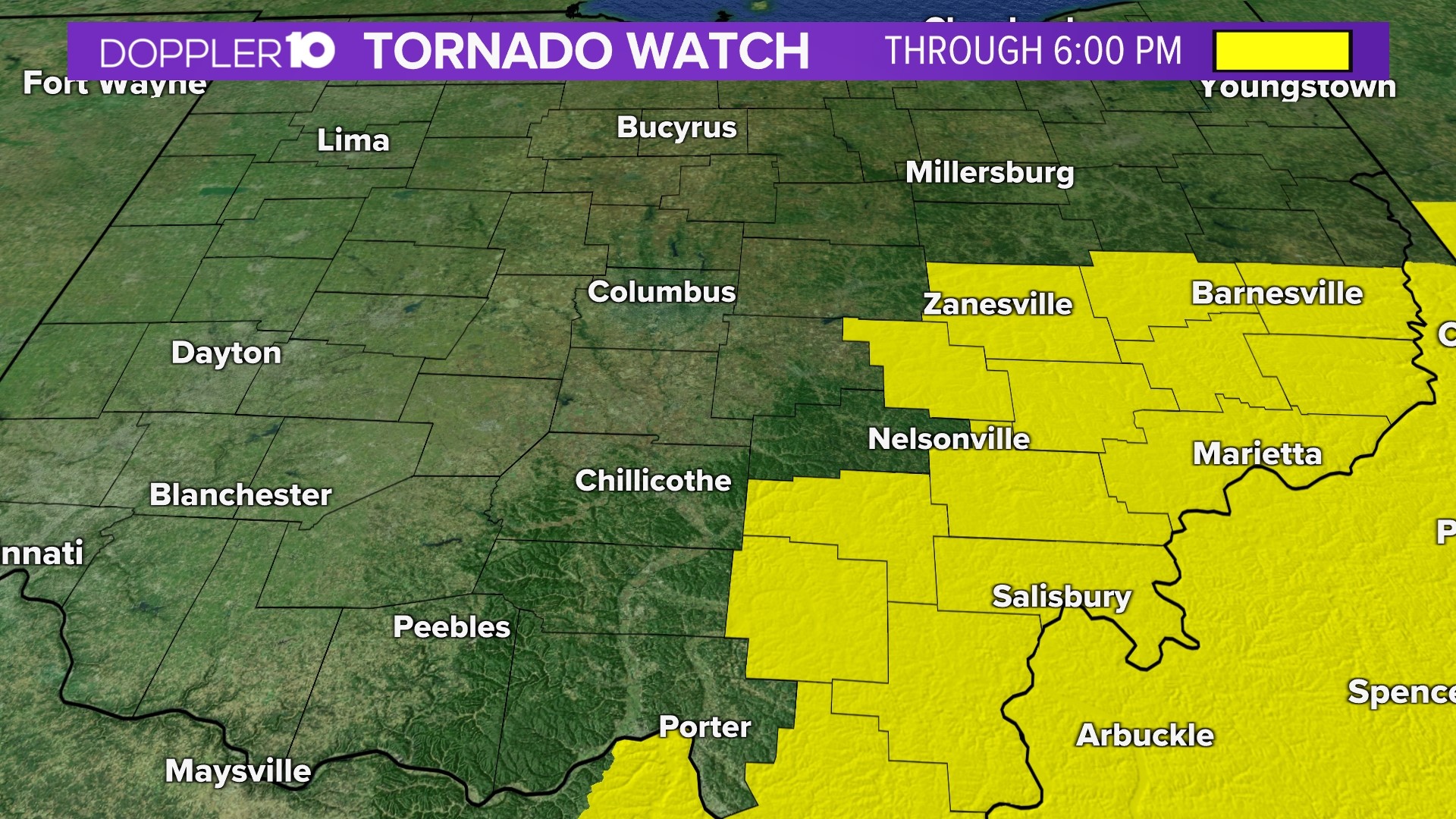 Tornado watches issued for parts of central & southern Ohio