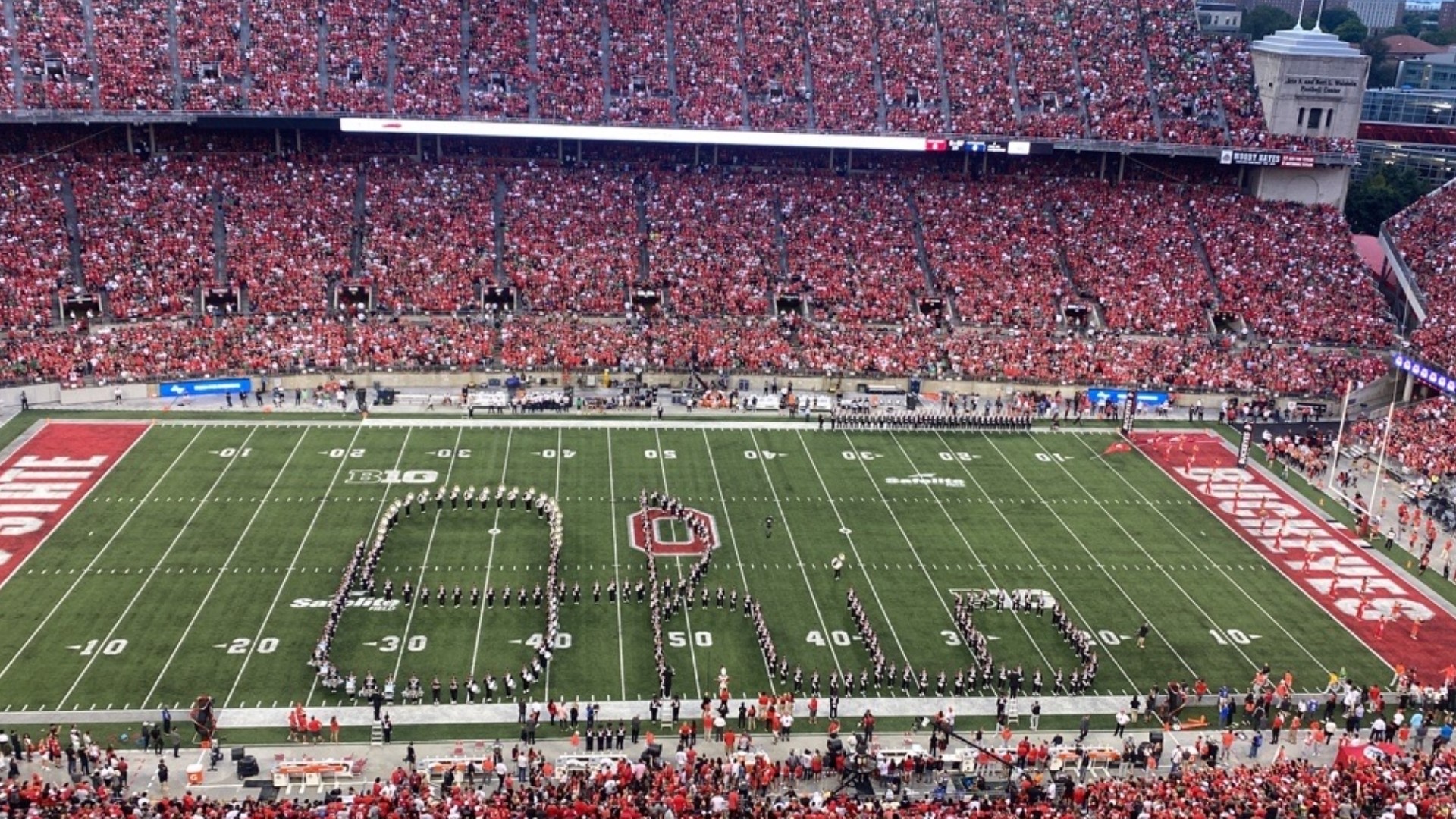 The Best Damn Band In The Land performs "Script Ohio" before the Ohio State-Notre Dame game.