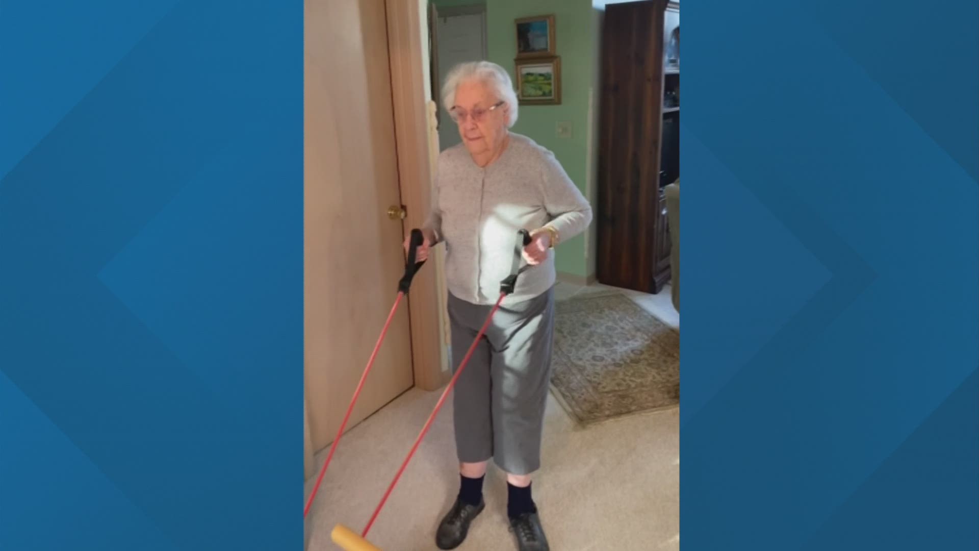 A local woman keeps fit at 100 years old.