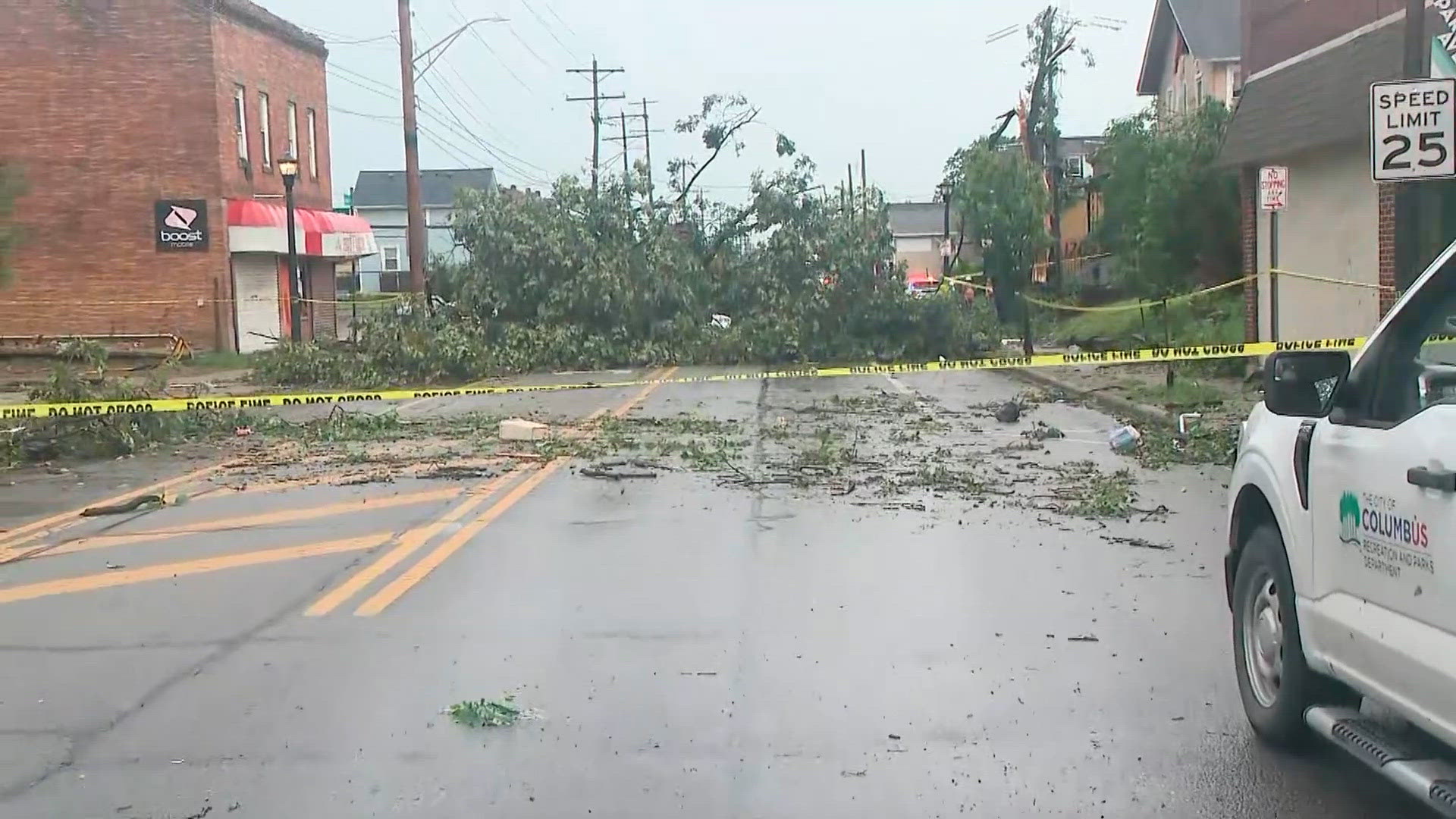Downed trees shut down Parsons Avenue in south Columbus after