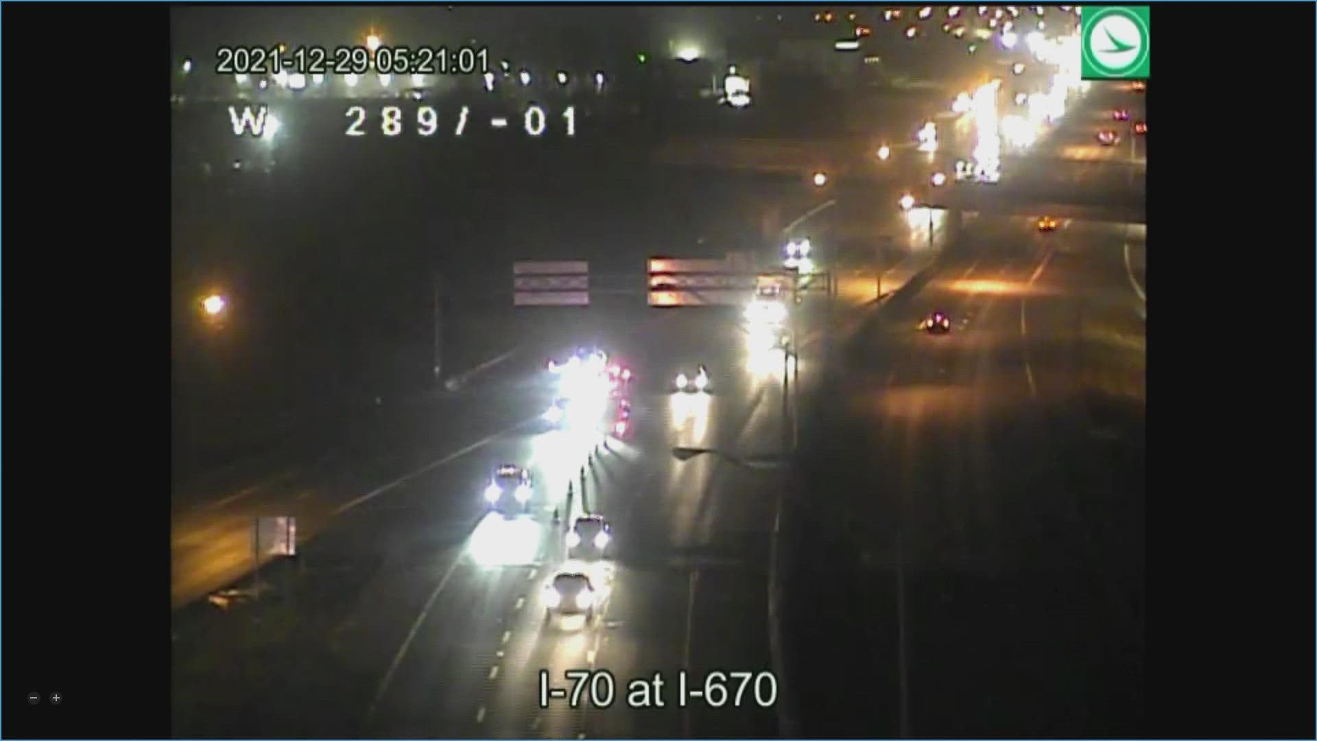 Interstate 70 east is closed at Interstate 670 due to a crash in west Columbus Wednesday morning.