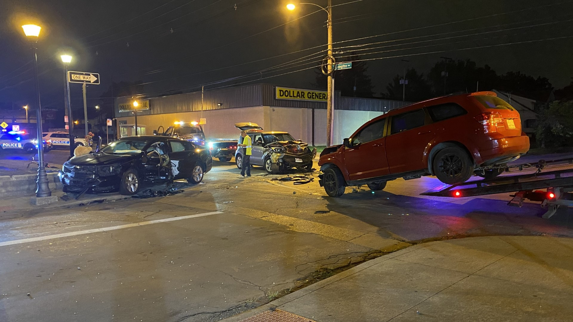 Two people were injured after three cars collided with each other in east Columbus on Monday, police said.