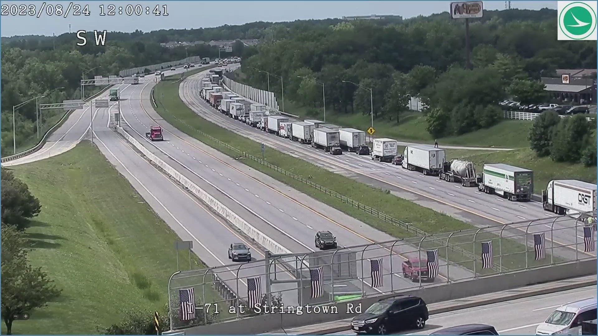 The crash has caused significant backup on the interstate.