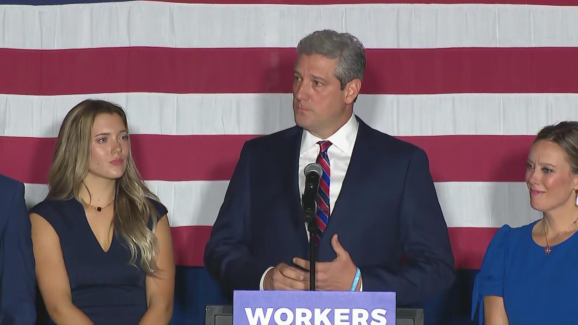 Democratic candidate Tim Ryan gives his concession speech after JD Vance was voted into the open U.S. Senate seat.