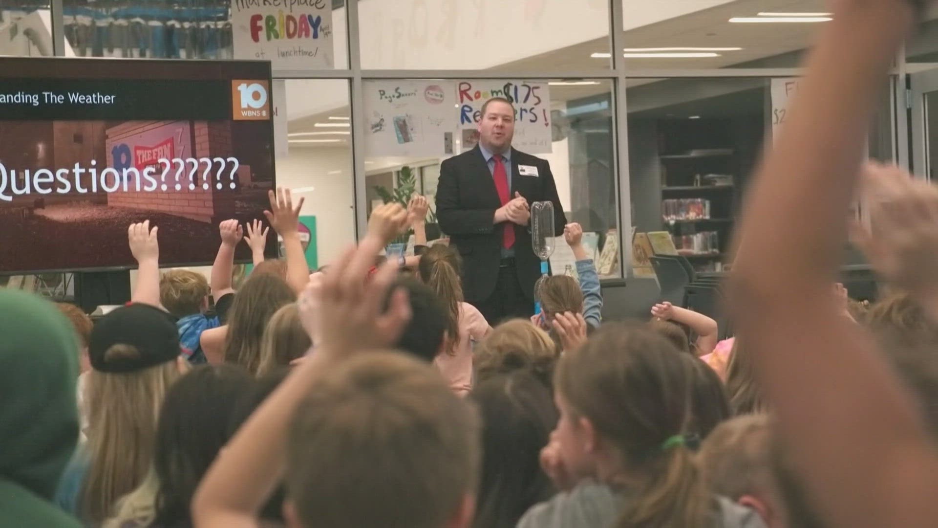 10TV Meteorologist Michael Behrens recently spent time talking to students at Wickliffe Progressive Elementary about weather and television news.