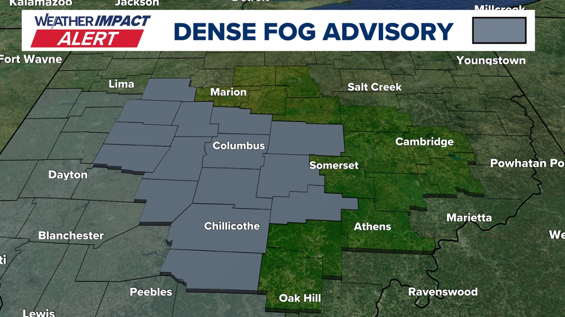 Dense fog advisories issued for central Ohio counties