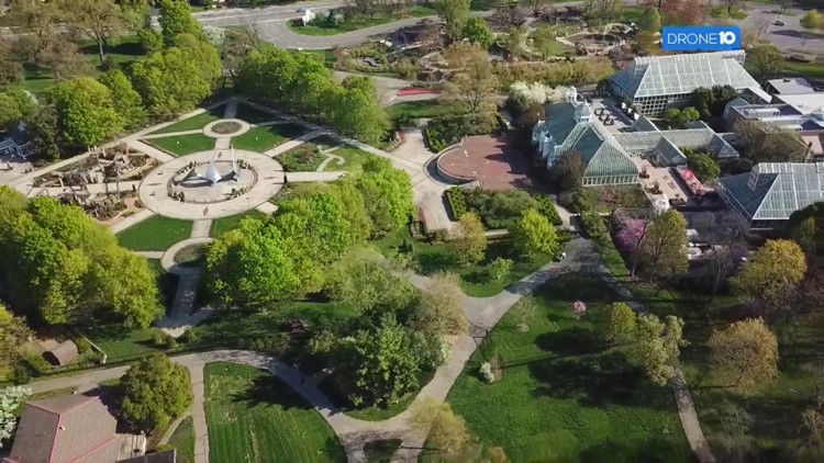 Drone video of Franklin Park Conservatory and Botanical Gardens
