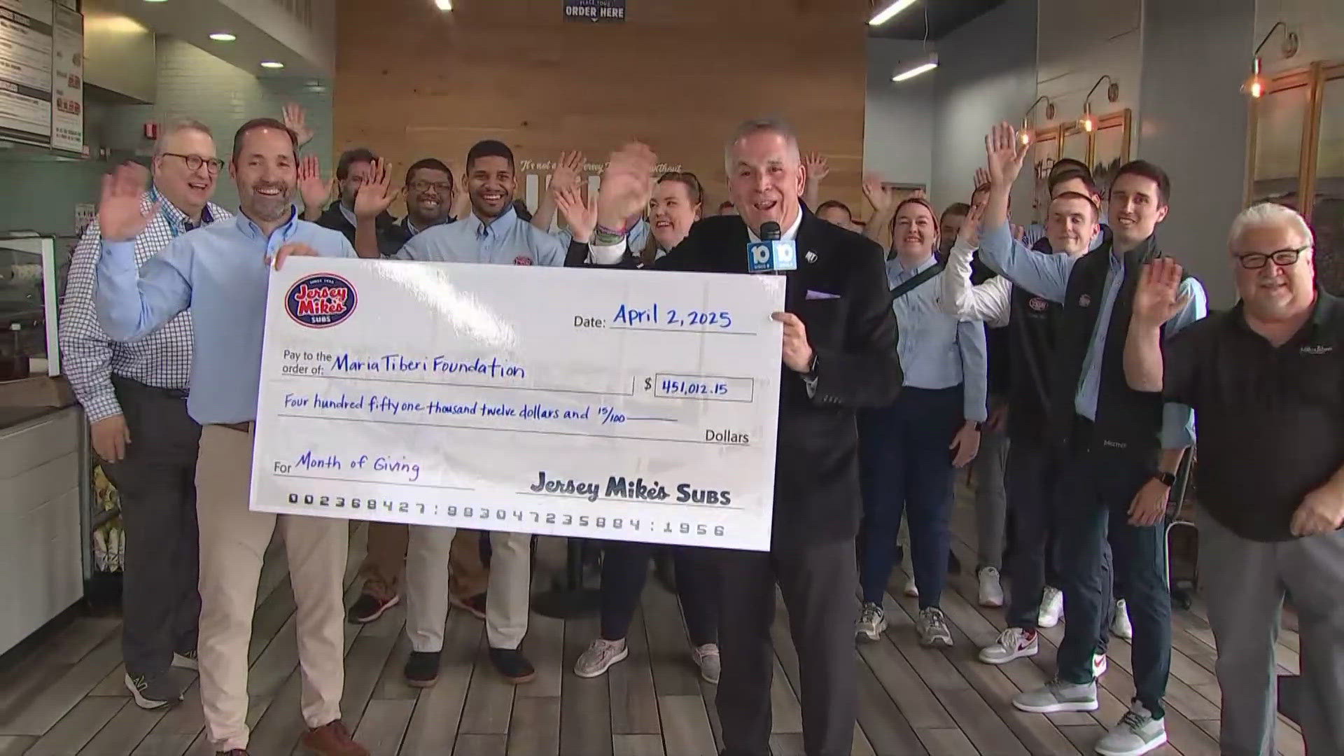 Jersey Mike's raised more than $450,000 for the Maria Tiberi Foundation.