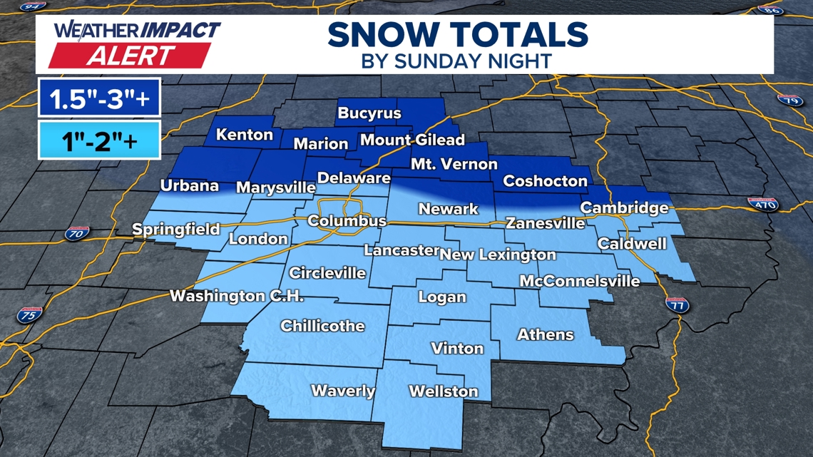 Expected snowfall through Sunday 2/22/2026.