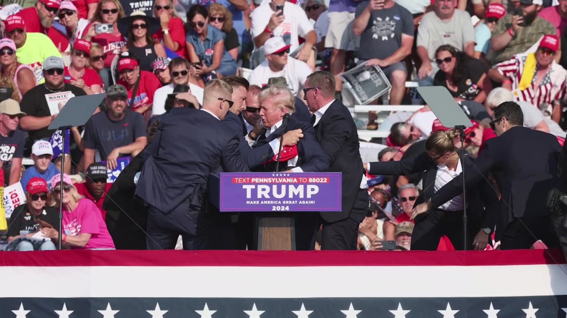 Trump’s campaign said the presumptive GOP nominee was doing “fine” after the shooting, which he said pierced the upper part of his right ear.