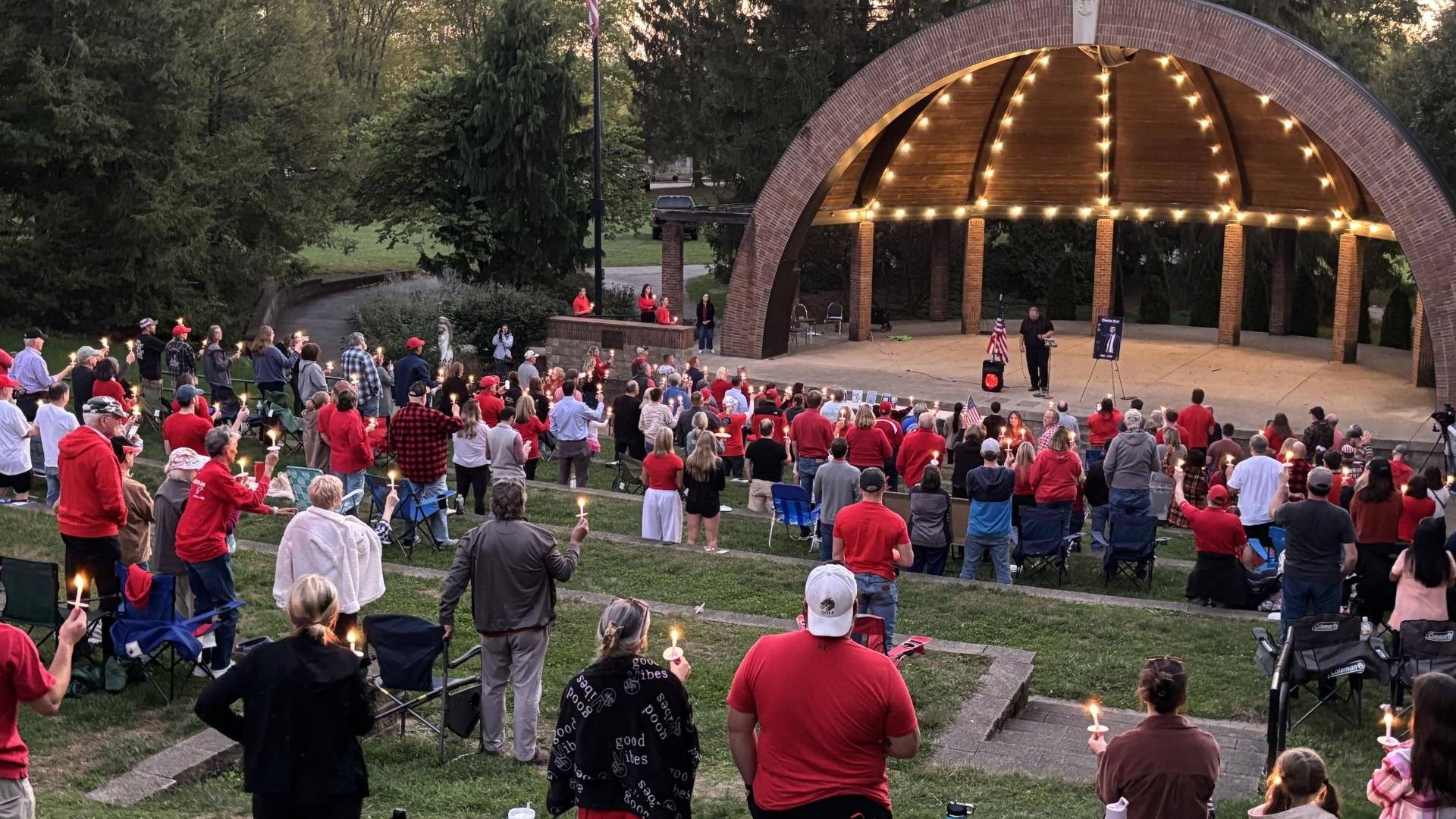On what would have been Charlie Kirk’s 32nd birthday, supporters gathered at Alum Creek Park in Westerville for a candlelight prayer vigil.