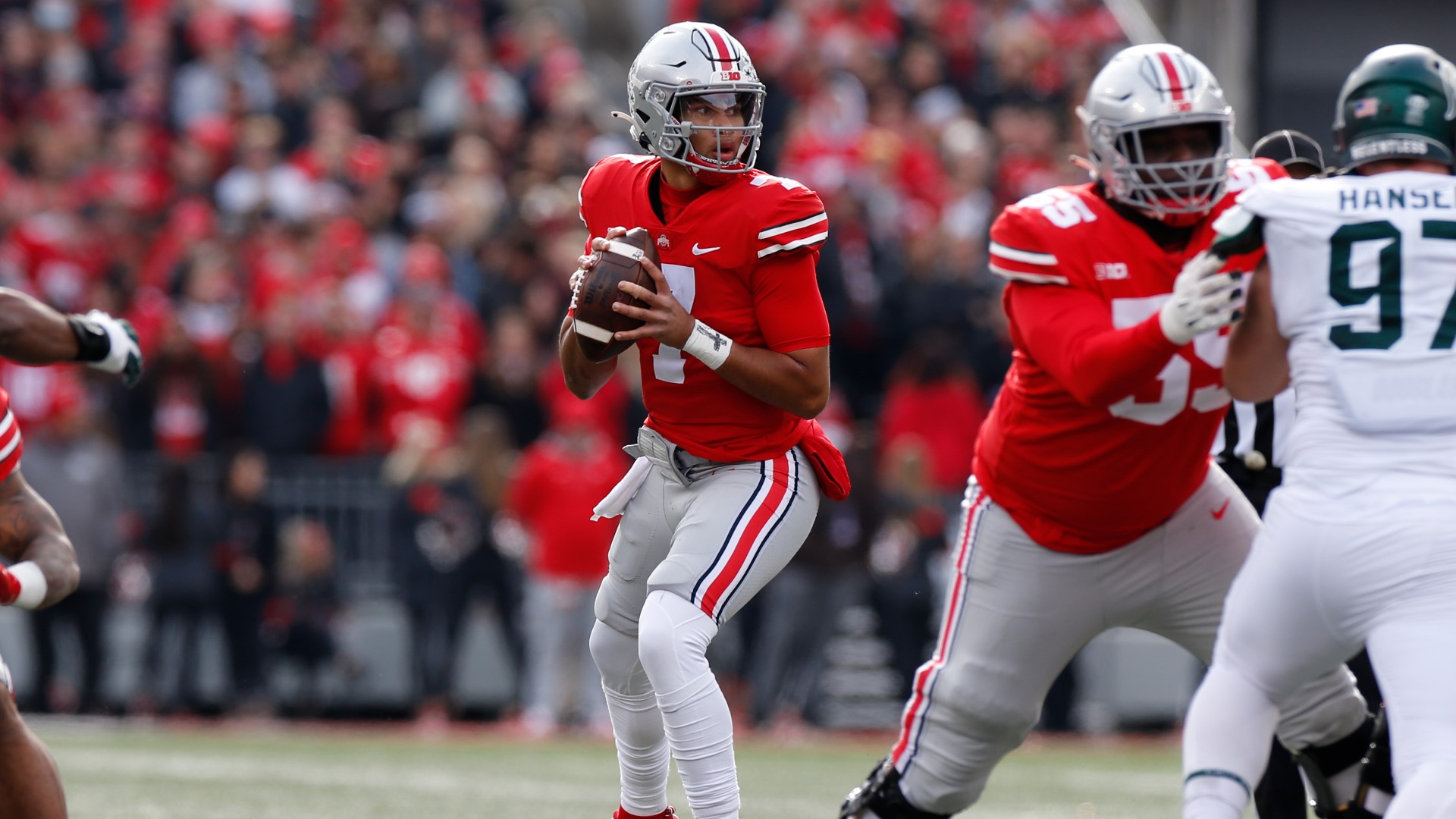 The Ohio State Heisman Trophy candidate and record-setting QB was honored with three major awards by the Big Ten Conference.