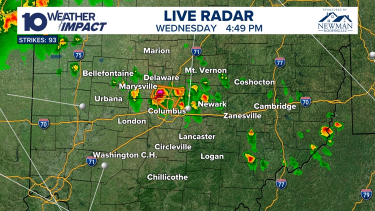 Pop-up thunderstorms end in central Ohio | Live radar | 10tv.com