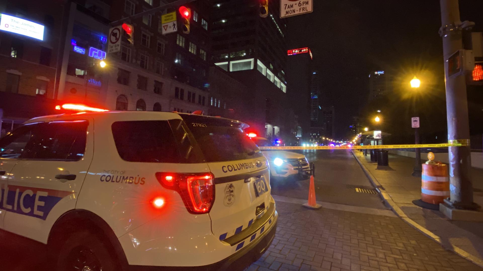 Four juveniles were taken into custody Sunday evening after a crash involving a stolen vehicle in downtown Columbus, police said.