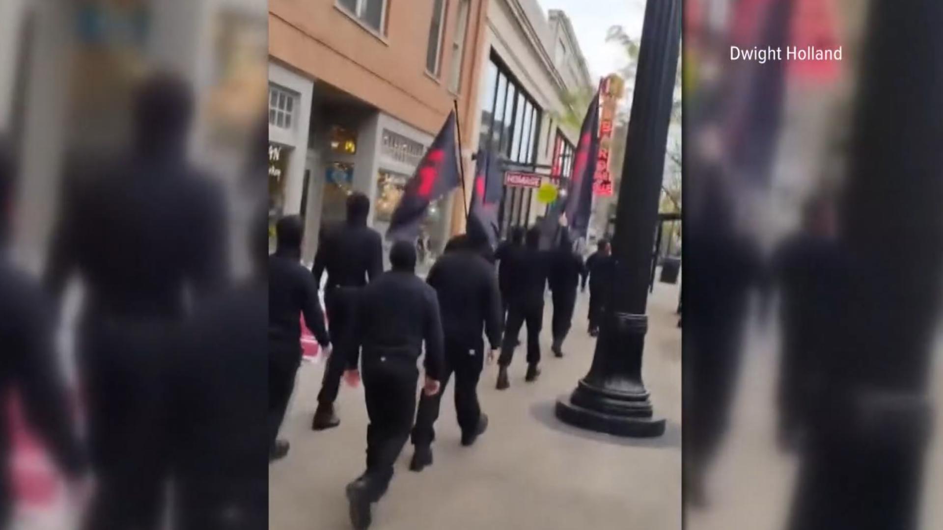 On Saturday afternoon, an apparent group of neo-Nazis marched through the Short North, yelling racial slurs through megaphones.