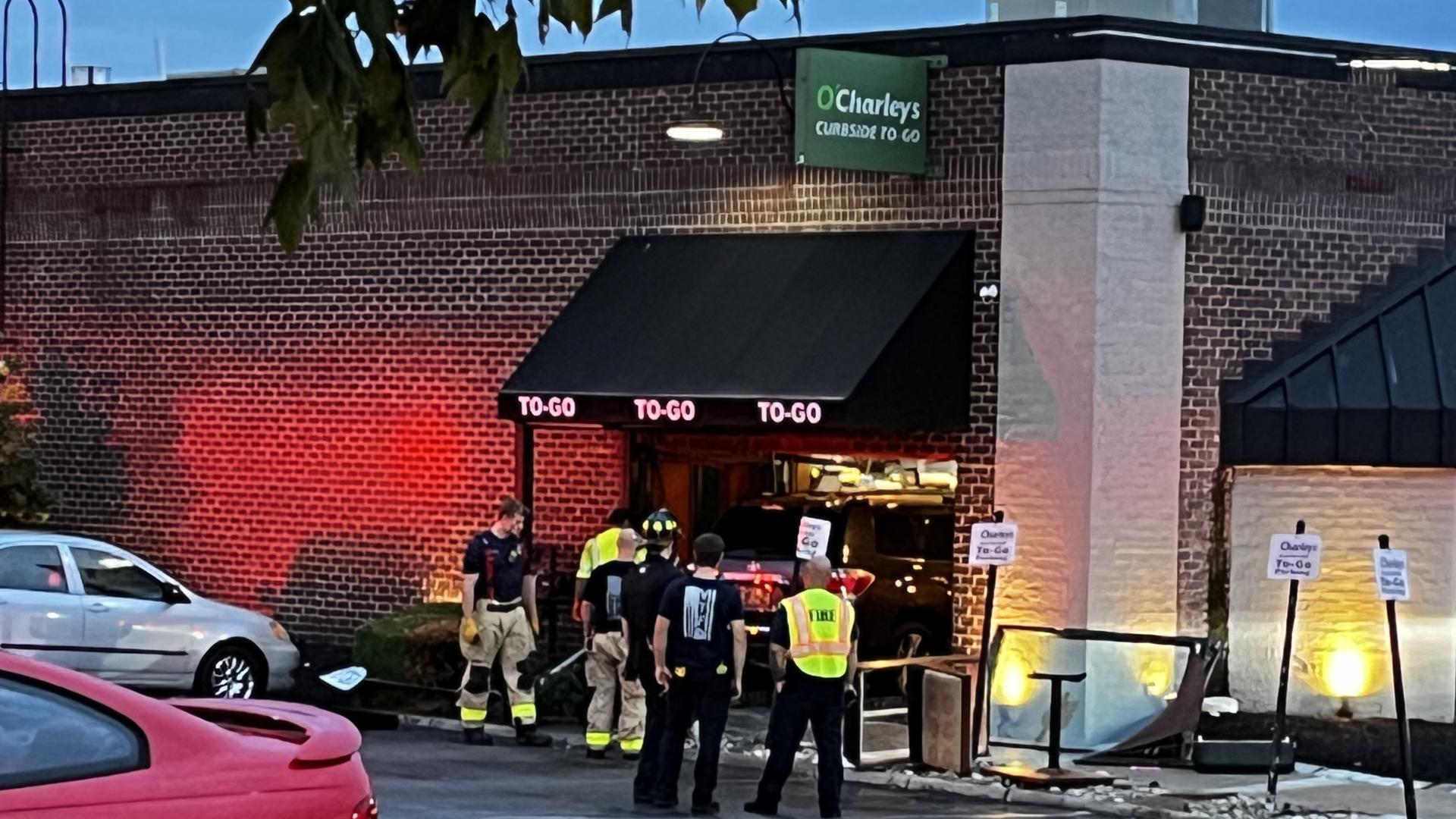 O'Charley's spokesperson said a guest crashed inside the restaurant located at 2272 Baltimore-Reynoldsburg Rd. at approximately 6:30 p.m.