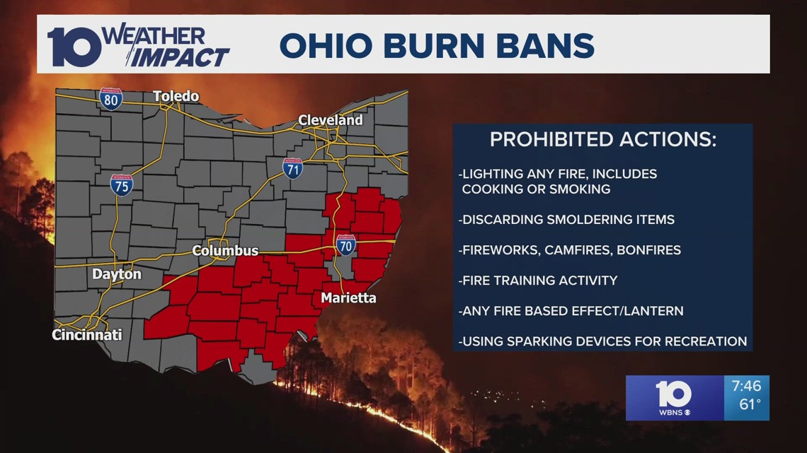 Ohio fire marshal bans open burning for 2 dozen counties around the