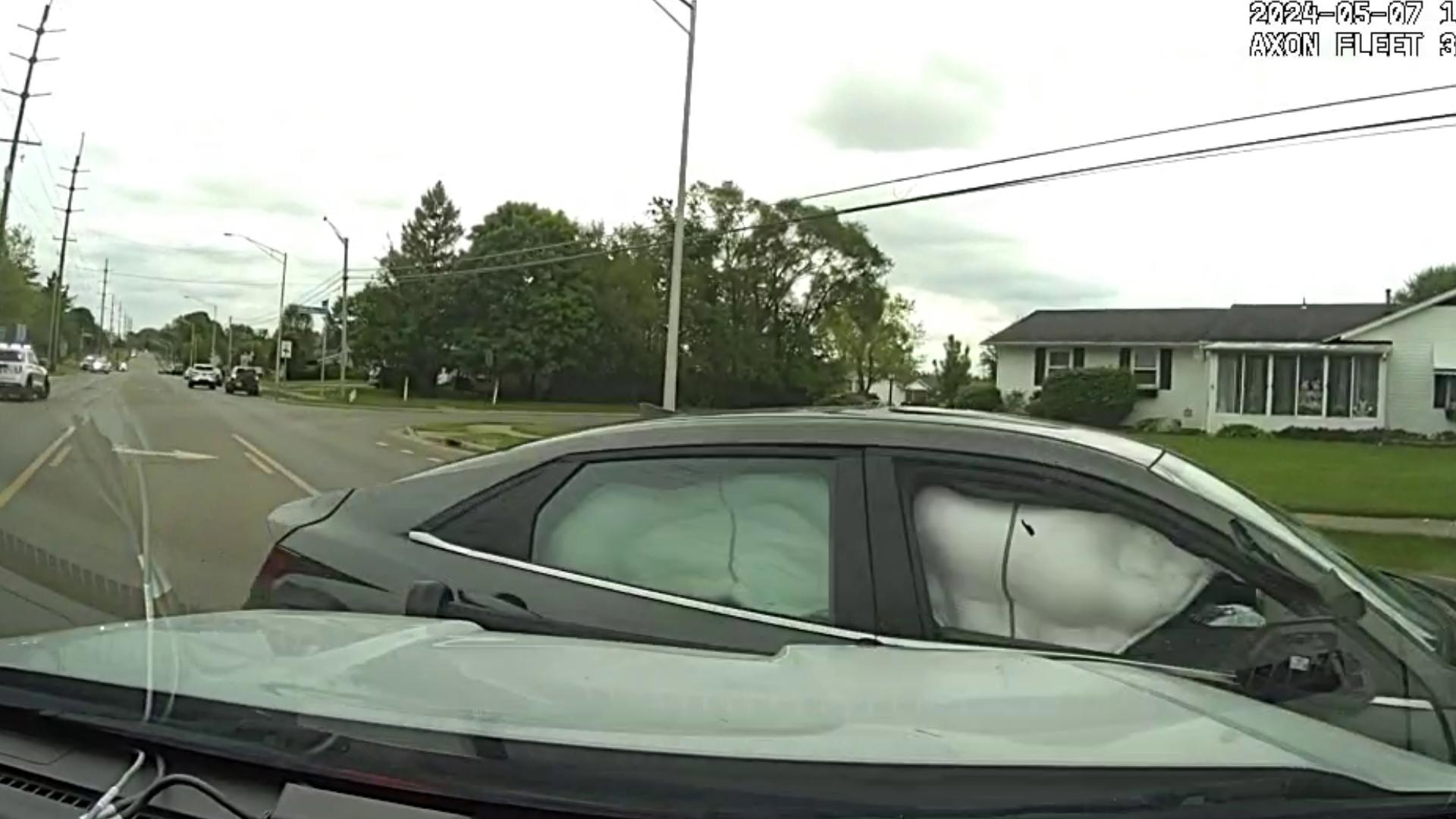 The Columbus Division of Police released multiple dash camera videos showing a chase between two teenagers in a stolen Hyundai and police.