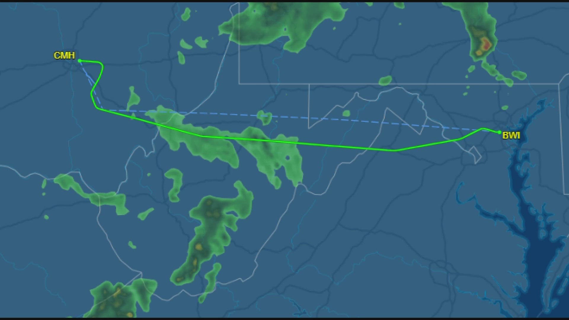 The flight took off in Maryland and encountered a pressurization issue during the flight.