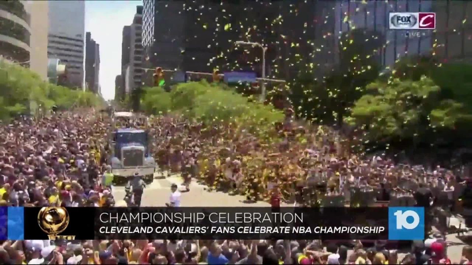 Massive crowd swarms Cleveland for Cavs' NBA title parade