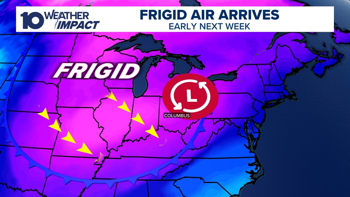 Frigid air to bring sub-zero wind chills to central Ohio next Tuesday; light snow expected this weekend