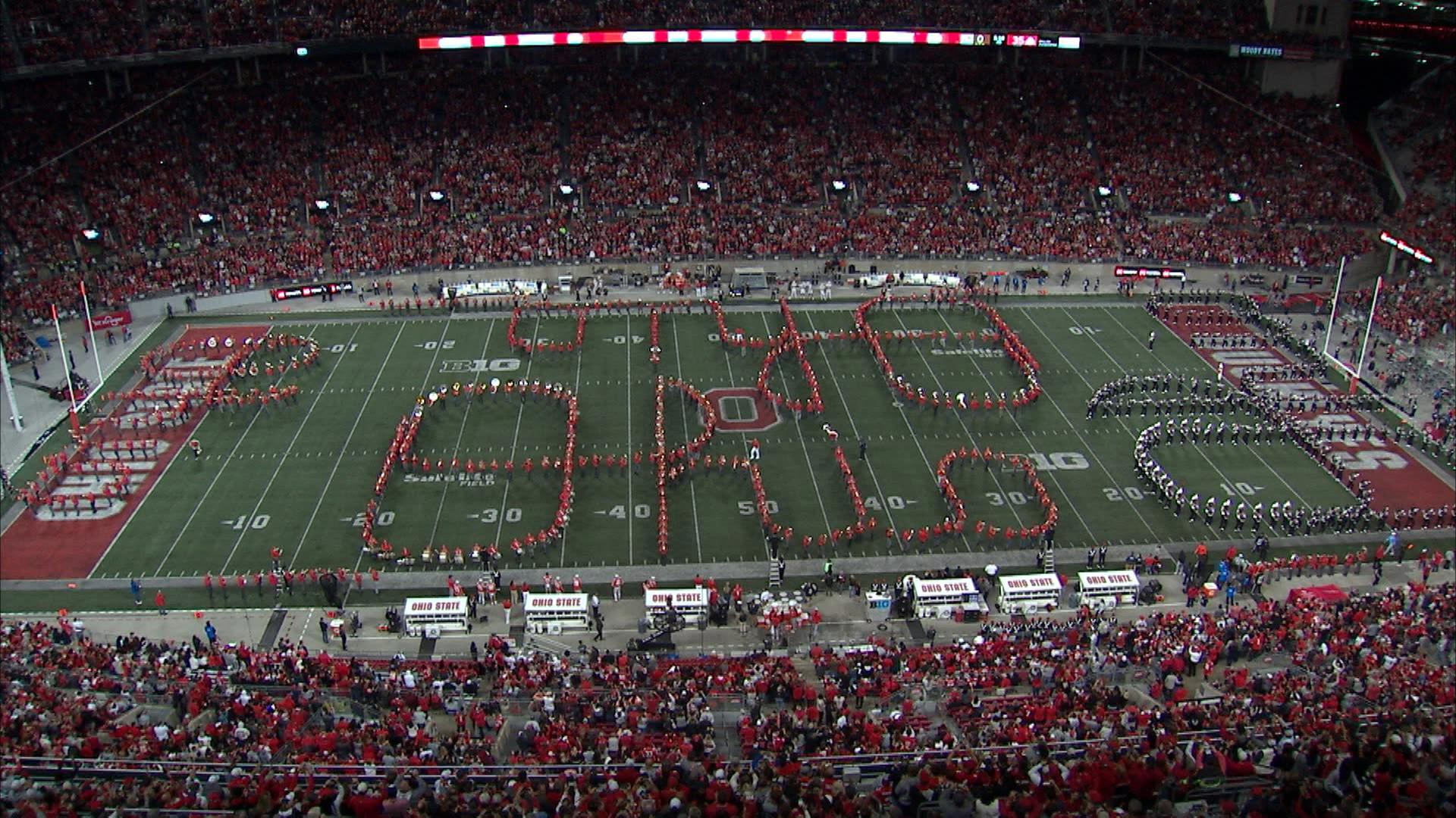 After Ohio State's halftime show that commemorated the 30th anniversary of Forrest Gump, the band and alumni made a quadruple 'Script Ohio.'