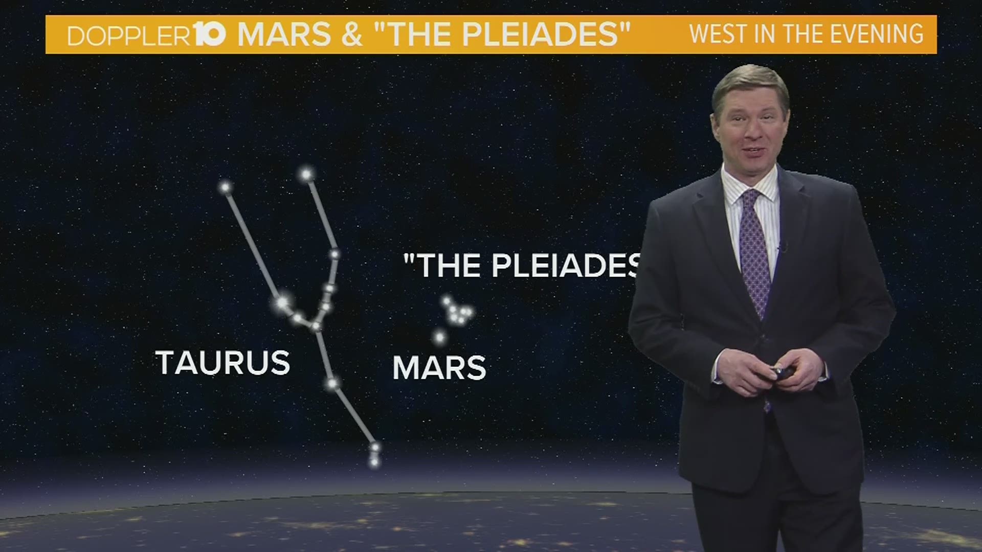 On Wednesday night, the Red Planet will pass close by the "Seven Sisters" or "The Pleiades."