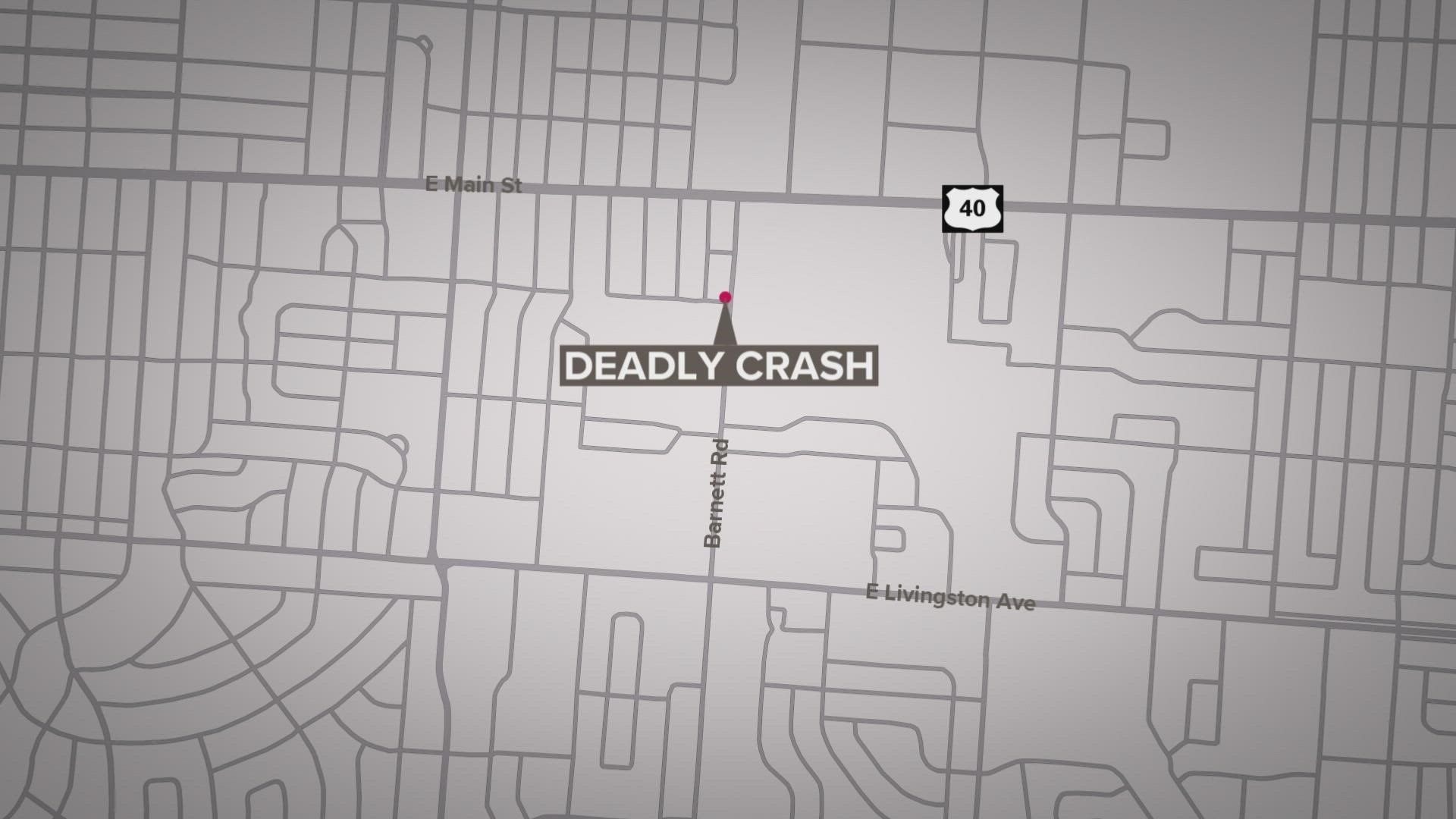 The crash happened around 12:45 a.m. in the 900 block of Barnett Road, according to Columbus police.