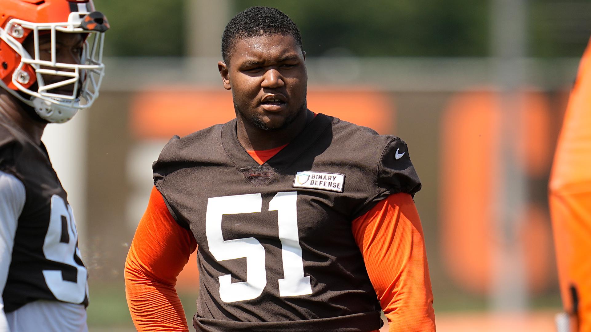 Cleveland Browns rookie defensive tackle Mike Hall Jr. was arrested Tuesday and charged with domestic violence after a fight with his girlfriend.