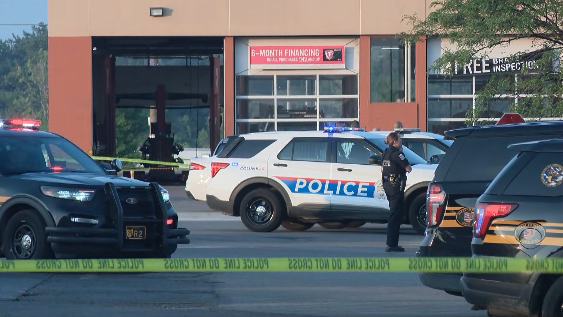 An officer with the Columbus Division of Police was injured during an exchange of gunfire at a south Columbus shopping center. The suspect was killed.