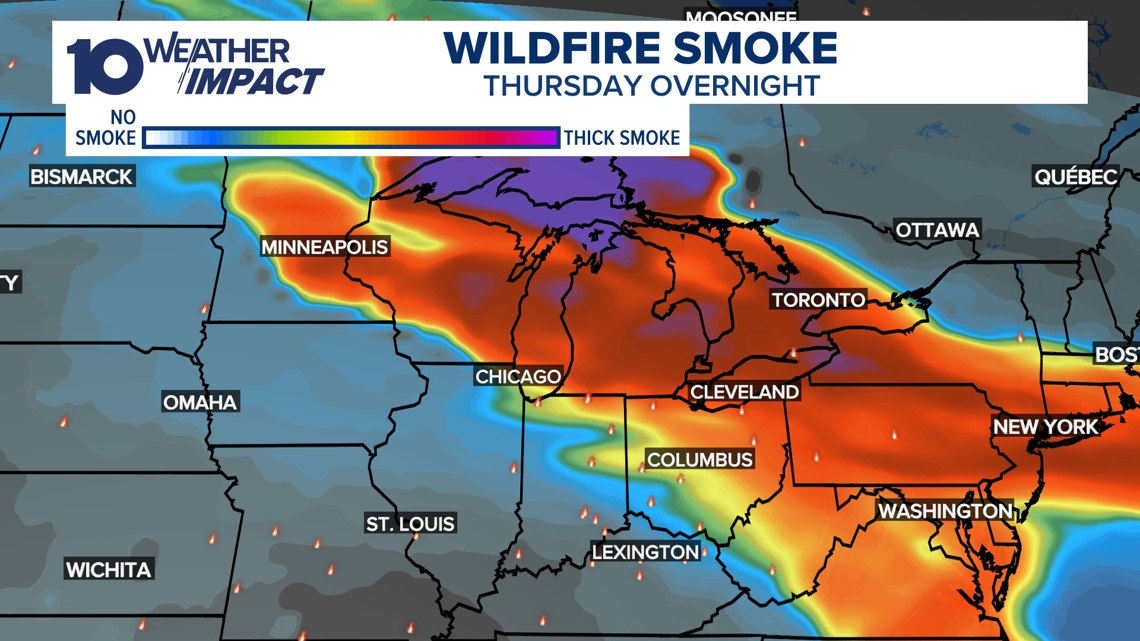 Wildfires in Canada leading to hazy skies across Ohio this week