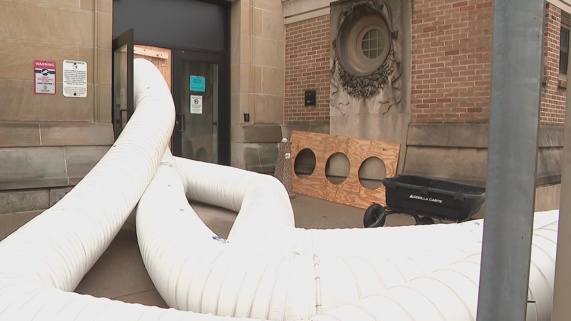 The pipe, along with eight damaged air conditioning units, flooded parts of the courthouse with up to two inches of water after last week’s cold snap.