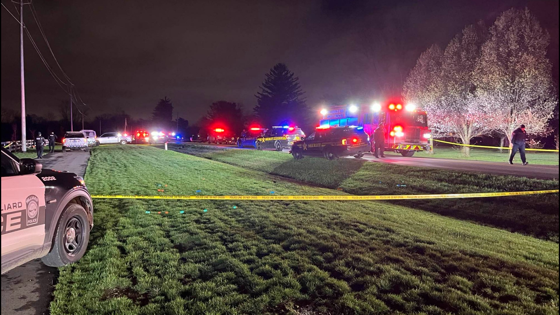 One person is dead after a car overturned in a pond near Hilliard on Friday