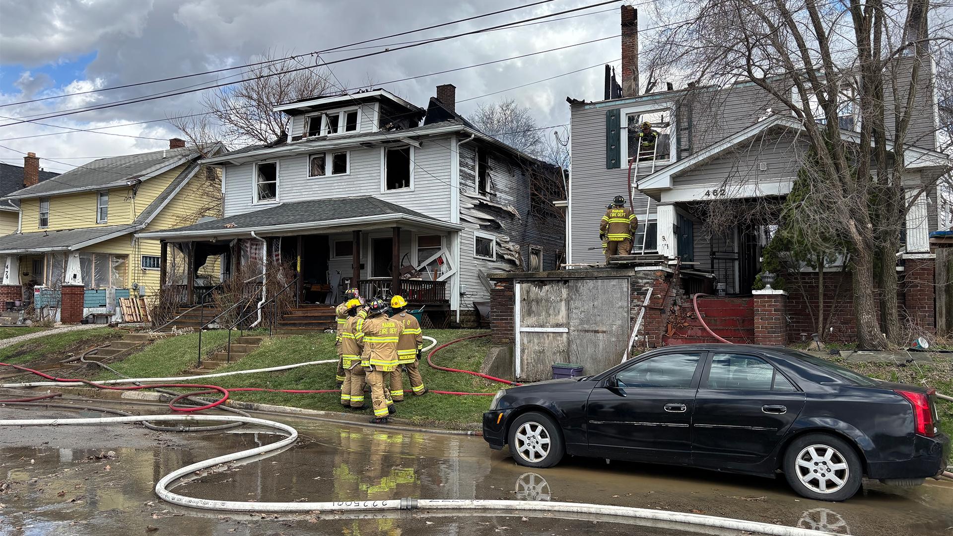 Winds pose challenge as crews battle 2 house fires in Marion | 10tv.com