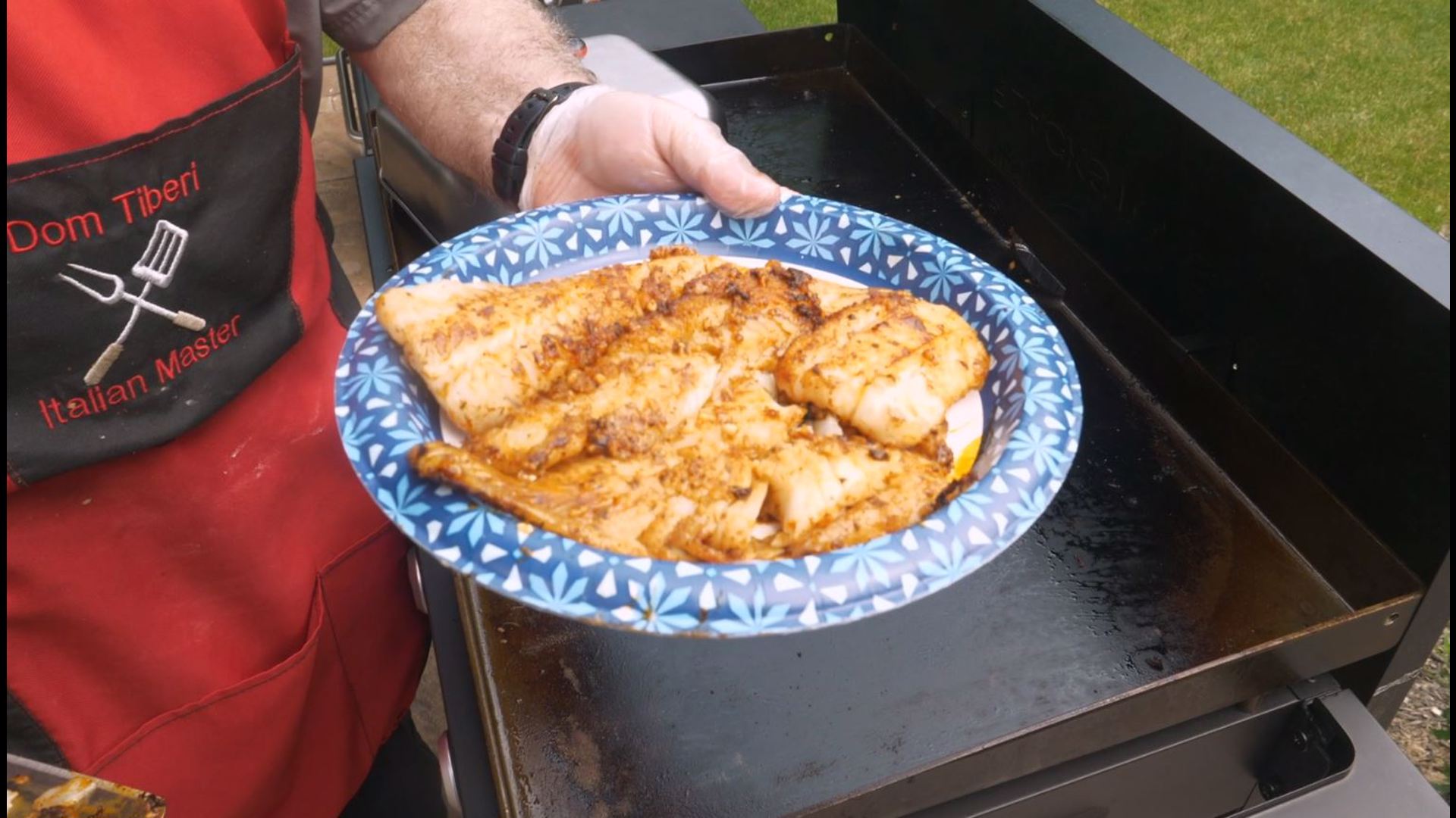 Dom Tiberi shares his recipe for Blackened Cod fish cooked on the griddle - or in a cast iron skillet.