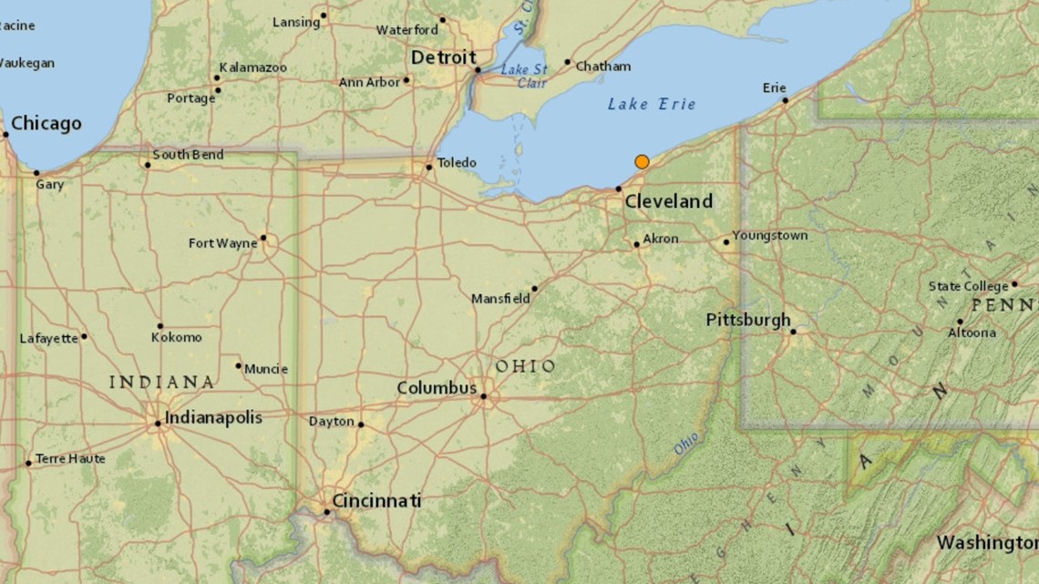 A 2.8-magnitude earthquake was reported in northeastern Ohio on Tuesday