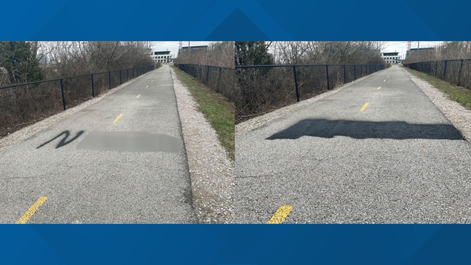 Morgan Hughes said he spotted the racial slur spray-painted on the Olentangy Trail Monday morning.
