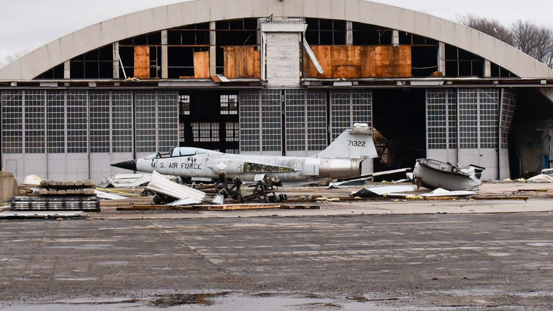 The base said the tornado hit the National Museum of the U.S. Air Force's Restoration Hangar 4 and several other buildings.